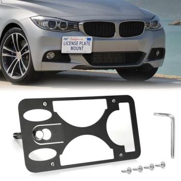 Imagem de Moldura frontal sem furadeira compatível com BMW Série 3 M-Sport | 2013-2018 Suporte de gancho de reboque para placa de carro antifurto Capas de etiqueta de carro à prova de ferrugem, acessórios de
