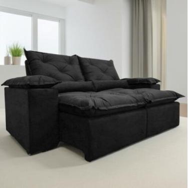 Imagem de Sofá retrátil e reclinável grécia 2,00m - QUINE ESTOFADOS, PRETO