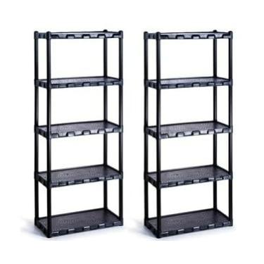 Imagem de KIT 2 Estante com 3/4/5 Prateleira Organizadora de Plástico Modular Multiuso para Cozinha e Quarto (KIT c/ 5 Prateleiras)