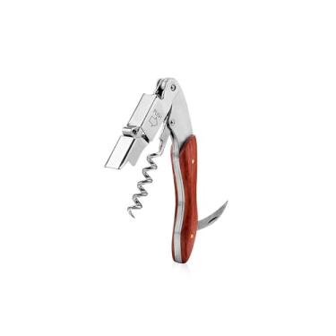 Imagem de Saca Rolha em Inox Dois Estágios com Cabo de Madeira