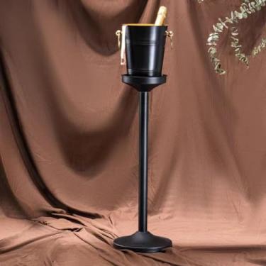 Imagem de Balde de gelo de aço inoxidável bicamada preservação do calor isolamento frio bonito KTV champanhe vinho tinto cerveja gelo bloco de gelo balde comercial (preto, anel dourado e A)