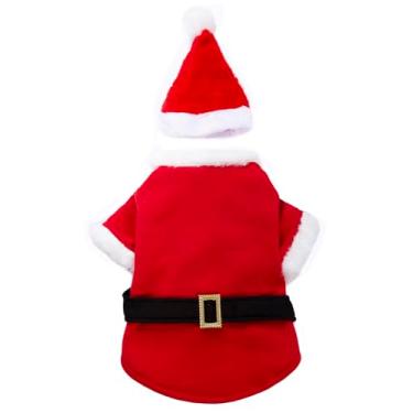Imagem de Coomour 2 peças de fantasia de Papai Noel para cães Chritams roupas engraçadas de gato de Natal com chapéu para cães pequenos, roupas de Papai Noel com chapéus (2GG)