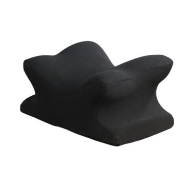 Imagem de ＫＬＫＣＭＳ Travesseiro de apoio para pescoço e cabeça, macio, ergonômico, em espuma viscoelástica, versátil, para uso no escritório, sala de aula e avião. Ideal, Preto