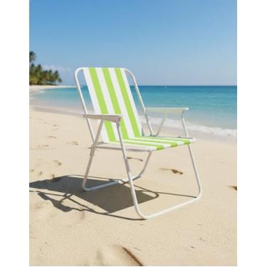 Imagem de Cadeira De Praia em Aço Portátil Dobrável Jardim Area Lazer Piscina Ca