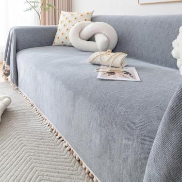 Imagem de Capa de sofá, capa de sofá, protetor de sofá lavável para sala de estar, cobertor protetor de móveis, antiderrapante, ideal para quarto de família, decoração de casa - cinza|||180 x 360 cm