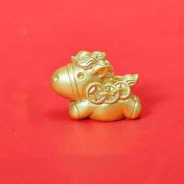 Imagem de Estatuetas de Ano Novo Miniaturas Desenhos Animados Cavalo Dourado da Sorte Micro Ornamentos de Paisagem Decoração de Casa Sala de Mesa Presente