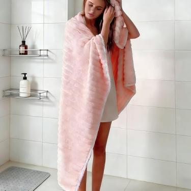 Imagem de Toalhas de banho de luxo para hotel e spa (pacote com 2) - conjuntos de toalhas - super macias e absorventes, toalha de banho grande resistente ao desbotamento, lã coral de secagem rápida, rosa