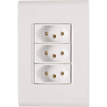 Imagem de Conjunto 4x2 Com 3 Tomadas 2p+t 10 A 250 V Tramontina Liz Branco Tramontina