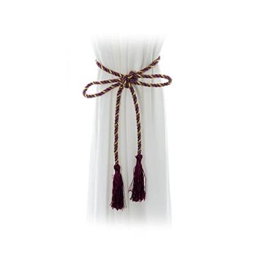 Imagem de porta-cortinas borlas de cortina coloridas de poliéster pequenas gravatas 15 cores gravatas de cortina acessórios, roxo, 2 peças