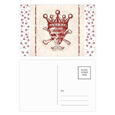 Imagem de Diamantes Coroa Vermelha Esqueleto Cartão Poker Padrão Natal Flor Celebração Cartão Postal Blessing Mailing Card
