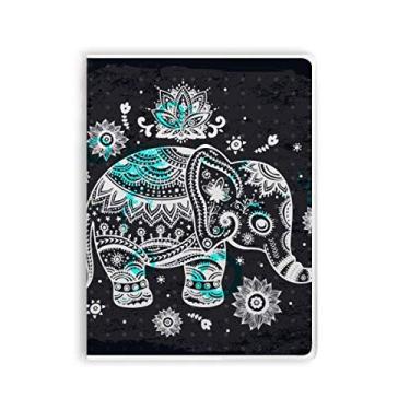 Imagem de Caderno de anotações de animais da Nation com flor de elefante preto e azul