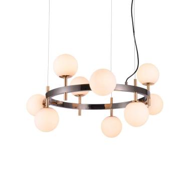 Imagem de Lustre Pendente Nordecor Romai Cin 2197 Preto Ônix / Dourado G9 Bivolt