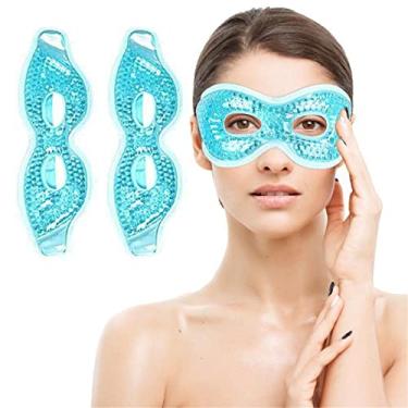 Imagem de 2 unidades de máscara de gel para os olhos, pacote de compressa quente e fria, máscaras de gel terapêuticas para os olhos, máscara de gelo reutilizável com furos, para inchaço olheiras, bolsas para