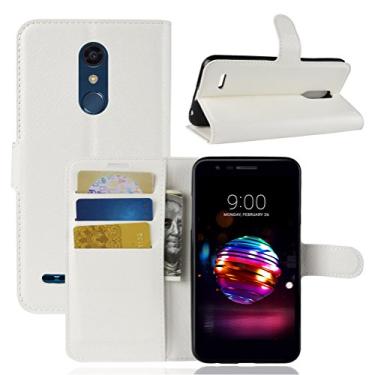 Imagem de Capa para LG K10 2018, carteira flip de couro PU premium com compartimento para cartão, suporte e fecho magnético [capa interior à prova de choque de TPU] Compatível com LG K10 2018