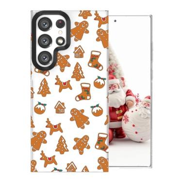 Imagem de FOQENCCI Capa de telefone de Natal para Samsung Galaxy S23 TPU ultra macio + moldura de câmera preta protetora à prova de choque com padrão de casa masculina de gengibre absorvente de choque slim fit capas de telefone fofas