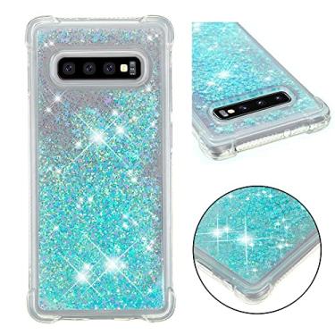 Imagem de LEMAXELERS Compatível com Galaxy S10 Plus, capa transparente líquida com glitter flutuante areia movediça à prova de choque capa protetora de silicone macio TPU para Samsung Galaxy S10 Plus. YBL