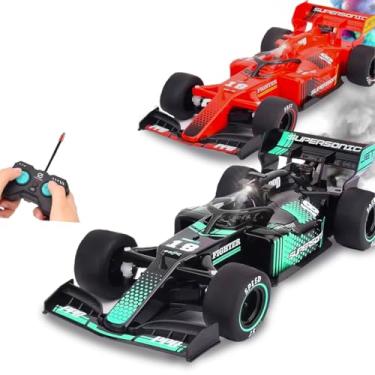Imagem de Carros de Fórmula 1 Controle Remoto Infantil com Luz e Solta Fumaça Cores Verde e Preto