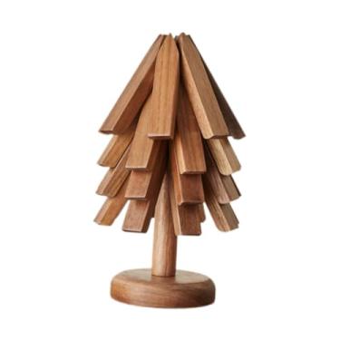 Imagem de WeiLaiKeQi Tapete isolante de madeira para bebidas, descanso para copos, jogo americano de madeira, proteção para mesa, descanso para copos para tigela, 4 Peças de Nogueira Preta