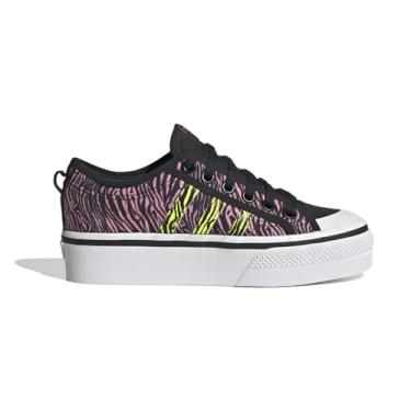 Imagem de Adidas Tênis feminino plataforma Nizza, Core Black/Solar Yellow/Bliss Pink, 35