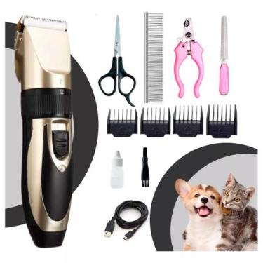 Imagem de Kit Banho Pet Maquina De Tosar Cachorro Gato Cuidado Higiene - DESERT 