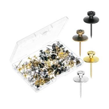 Imagem de Mr. Pen - Pregos para pendurar quadros de cabeça dupla, pacote com 50, pretos, pregos, tachas para pendurar na parede, pinos de parede para pendurar, tachas de polegar para pendurar na parede, ganchos