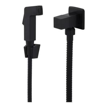 Imagem de Chuveirinho Preto Fosco Ducha Higiênica Quadrada Completa - Ju metais