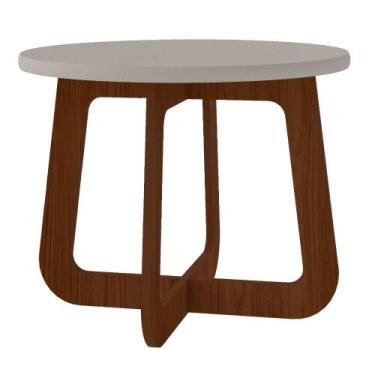 Imagem de Mesa De Centro Artely Jasmin 46,5x59x59cm, OFF WHITE/CEDRO