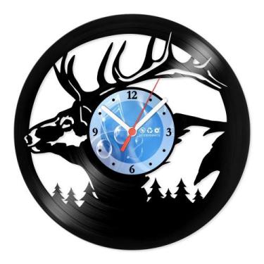 Imagem de Relógio De Parede Disco Vinil Animais - Rena Pinheiros - VAN-021 - Mod
