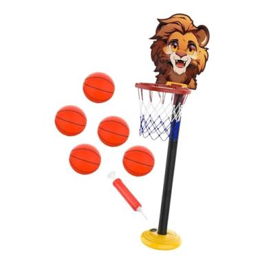 Imagem de Deevoka Conjunto de cesta de basquete infantil, rede de basquete portátil, fácil de montar, brinquedos esportivos ao ar livre para jardim interno e quintal, Marrom