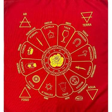 Imagem de Toalha Tecido Jogo de Cartas Cigana 70 x 70 cm Vermelha - META ATACADO