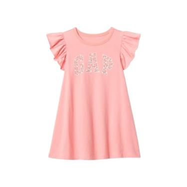 Imagem de GAP Vestido com logotipo para bebês meninas, Rosa de chá, 12-18 Meses