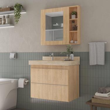 Imagem de Gabinete para Banheiro Suspenso Liso 80cm sem Lavatório