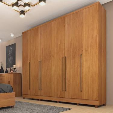Imagem de Guarda-Roupa 6 Portas Portugal E Comoda 5 Gavetas Premium Com Pés Espresso Móveis Cinamomo