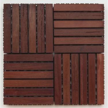 Imagem de Deck de Madeira Modular Base Plástica Isabela Revestimentos 30cm x 30cm Placa Madeira de Lei Mista