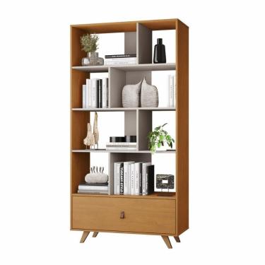 Imagem de Estante Livreiro Giga 1 Gaveta 4 Prateleiras Cinamono Off White