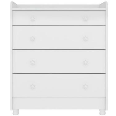 Imagem de Cômoda com Trocador Infantil 4 Gavetas e Pés Doce Mel - Qmovi, Branco