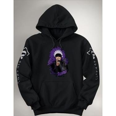 Imagem de Blusa Moletom Canguru Capuz E Bolso Satoru Gojo Personagens - Lobo Set
