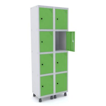 Imagem de Armário Roupeiro 8 Portas Aço Grp 502/8 Pandin Móveis Cinza/Verde Miró