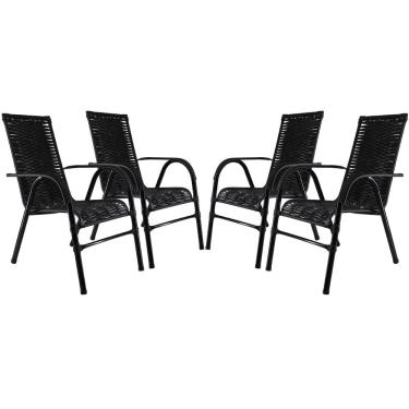 Imagem de Conjunto Com 4 Cadeiras Bela - Preto Fibra Sintética