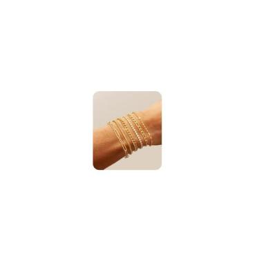 Imagem de Conjunto de pulseiras Shownee banhado a ouro 14K para mulheres 114g