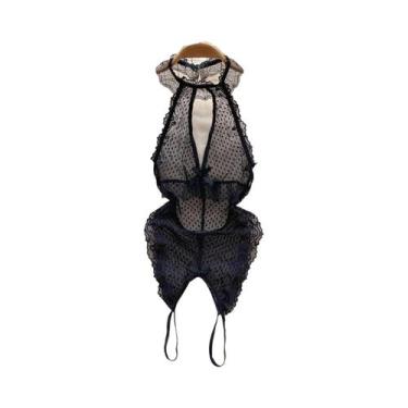 Imagem de Body de Renda Cinza Sexy - Sem Alças, Mangas e Costas - Lingerie Femin