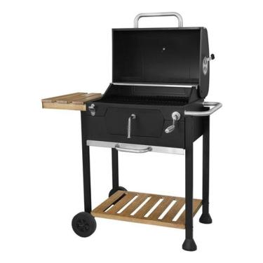 Imagem de Churrasqueira A Carvao Black Com Mesa Lateral Madeira - Gril
