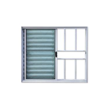 Imagem de Veneziana 3 Folhas Com Grade Branco 100x100 Linha 18 Esmeralda