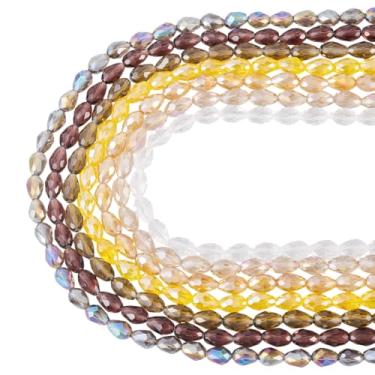 Imagem de Magibeads 455 peças de contas de lágrima de vidro 8 x 6 mm vidro facetado de cristal transparente Sea Suncatcher contas de gota de água iridescentes para artesanato DIY brinco sinos de vento lustre