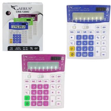 Imagem de Calculadora eletronica 12 digitos colors a pilha / solar 19x15cm - MOH