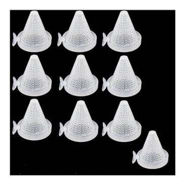 Imagem de MTQY 10 peças, copo de cone de alimentação de minhoca vermelha viva, copo de planta, salmoura, camarão, alimentador de peixe de plástico para aquário com minhoca vermelha viva, alimentador de cone com