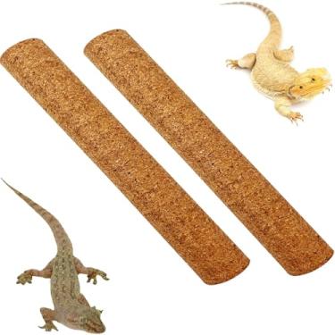 Imagem de Apatal Ramos de cortiça para ramos de escalada de répteis, pacote com 2 unidades, sapo, árvore, natural, vara de madeira, lagartixas, crista, habitat, decoração para lagarto, dragão, camaleão,