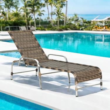 Imagem de Espreguiçadeira Regulável em Alumínio para Piscina e Jardim Catar Cappuccino