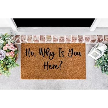Imagem de Ho, Why is You Here? Capacho, tapete de porta engraçado, capacho de presente para ambientes internos e externos, tapete de entrada fácil de limpar, capacho engraçado 45 x 76 cm