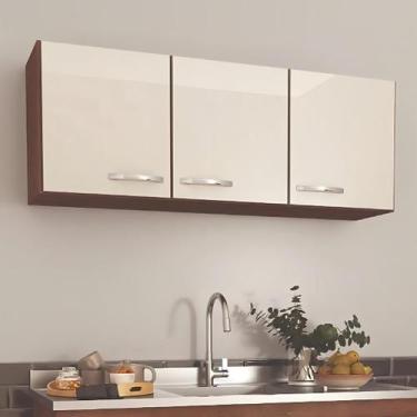 Imagem de Armário Aéreo Compacto Indékes De Cozinha Com 3 Portas Noce Off White 